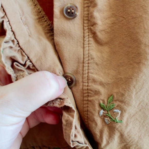 Tan/Beige Ruffle Embroidered Babydoll Dress OSFA - Picture 3 of 7